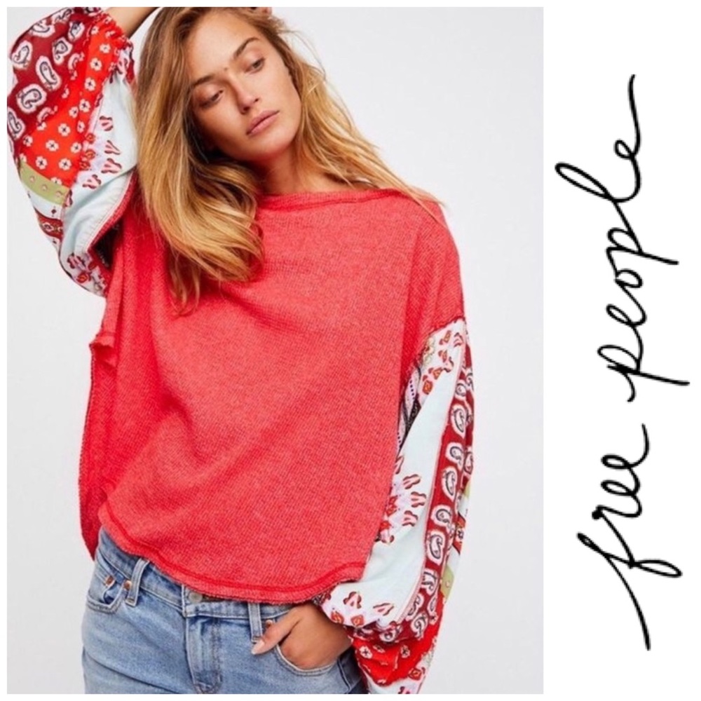 Free people blossom sleeved Paisley thermal